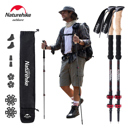 2 bâtons de randonnée Naturehike pliable en fibre de carbone ultra léger